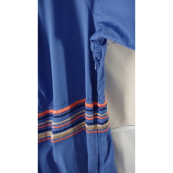 eShakti Dress Midi Size 1X 16W Embroidery Cotton Boho Peasant Hippie Office Blue - Picture 6 of 11